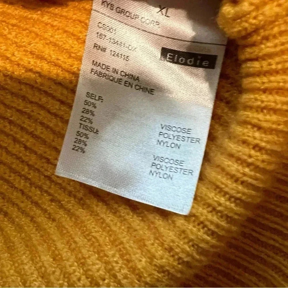Elodie women’s mustard yellow knit sweater long sleeve crew neck size xl new - Picture 10 of 11